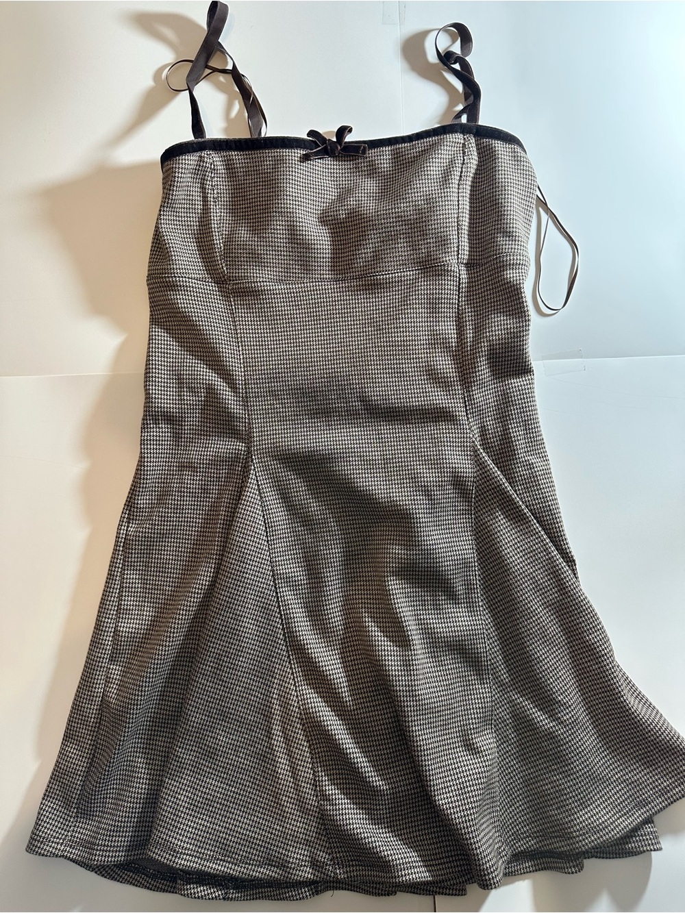 iris Black and White Houndstooth Mini Slip Dress